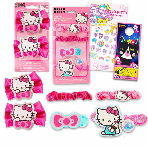 Hair Accessories Set for Kids - Bundle with 2 Bows, 3 Elastics and 1 Clip, Tattoos, and More |  Accessories for Girls