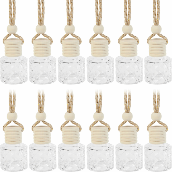 Car Air Freshener Diffuser,Hanging Car Air Freshener Diffuser,Car Diffuser Air Freshener,Car Accessories Car Diffuser Bottles Empty Perfume Bottles,Oil Aromatherapy Glass Vials (Rhombus)