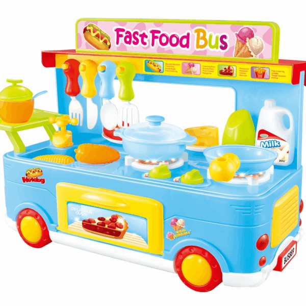 Fast Food Bus Kitchen Play Set Toy 29Pcs (Blue) PS8807