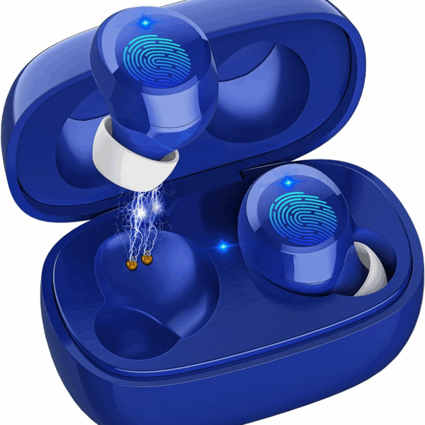 True Wireless Earbuds, Bluetooth 5.1 Small Ear Buds Comfortable Deep Bass Earphones 24Hrs Playtime Mini Charging Case IPX7 Waterproof Earbuds In-Ear Stereo Headphones Headset for Sports Workout Blue