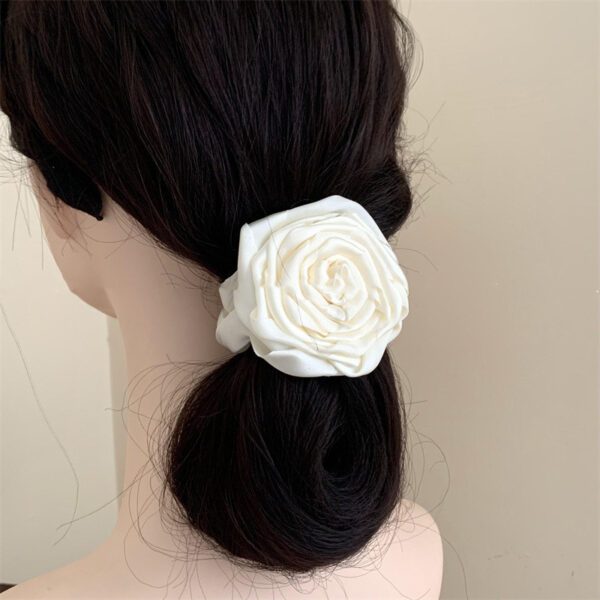 Satin Rose Large Intestine Hair Ring For Women
