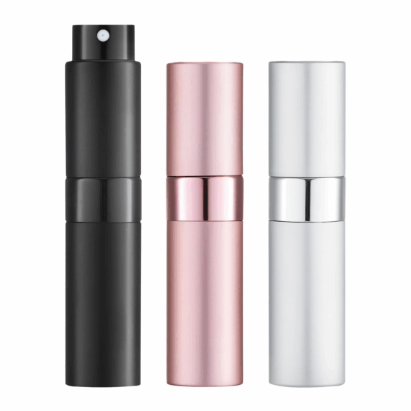 8ML Atomizer Perfume Spray Bottle for Travel (3 PCS) Empty Cologne Dispenser, Portable Sprayer for Men and Women (Black, Silver, Pink)