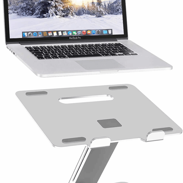 Adjustable Laptop Stand, Ergonomic Aluminum Laptop Holder, Portable Laptop Riser Notebook Computer Stand for Macbook Pro/Air Surface Dell Lenovo Laptops up to 15.6-Inch - Silver