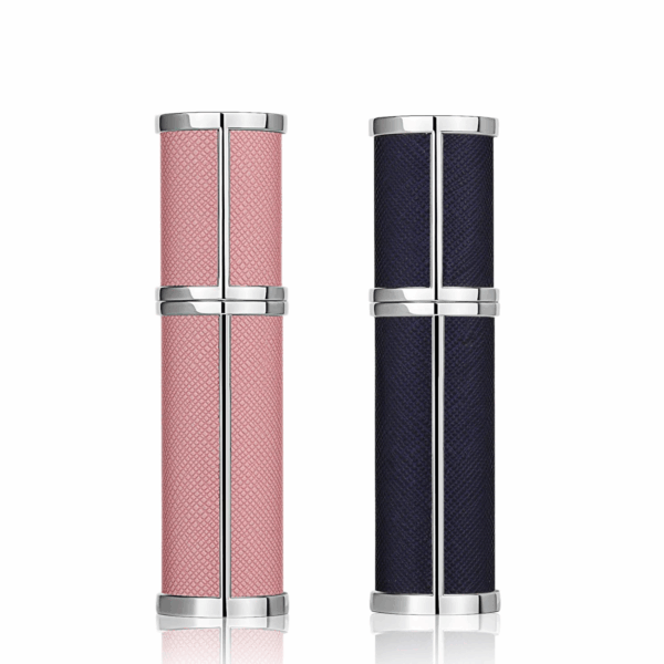 Refillable Perfume Bottle Portable Empty Atomizier Spayer for Perfume 5ML Luxury Leather Mini Scent Pump Bottle Blue and Pink Travel Cologne Sprayer Refill Perfume Dispenser Container