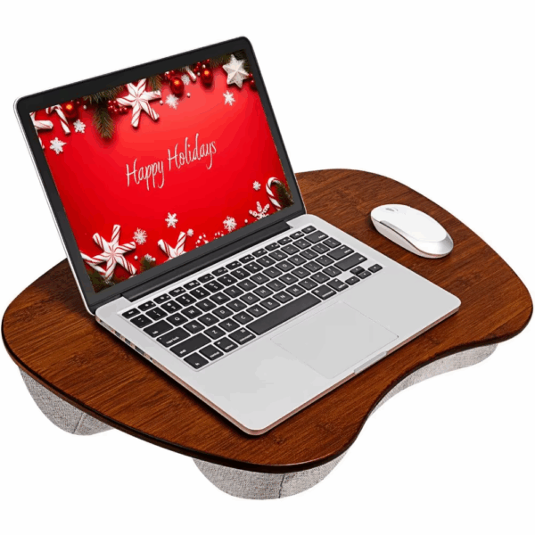 Extra Large Bamboo Lap Desk Chestnut Fits 17.3 Inch Laptops Portable Workstation