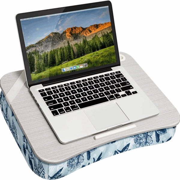 XL Lap Desk with Phone Holder & Device Ledge, Blue Blossoms Design, Fits 17.3-Inch Laptops