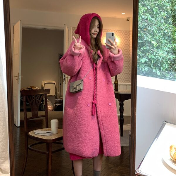 Lamb Hair Grain Wool Coat Women