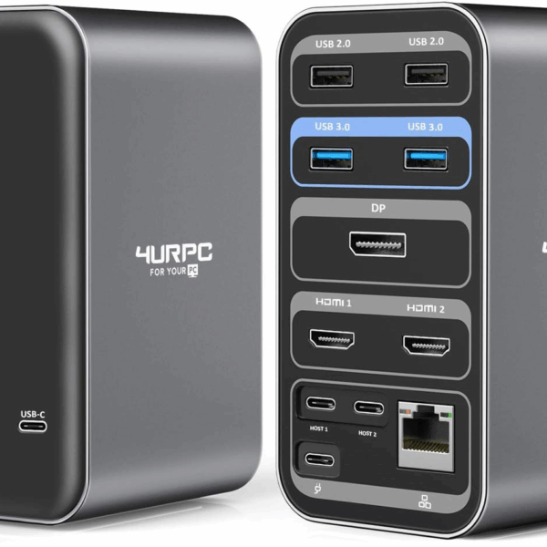 USB C Docking Station for Macbook Pro, 13 Ports Laptop Dock Dual 4K Monitor for Mac Air, Plug and Play HDMI Adapter with 4K HDMI+DP, 4 USB 3.0, USB-C, PD3.0, RJ45 Ethernet 3.5Mm Audio(Not for M1 Chip)