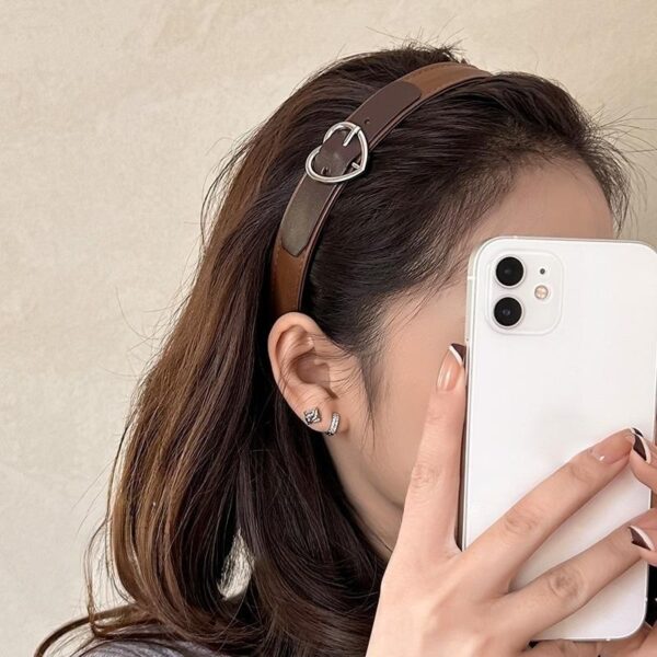 Brown Belt Buckle Love Hair Band For Women