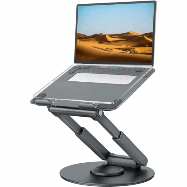 Adjustable Laptop Stand with 360° Swivel Base, Portable Riser for Posture Support, Fits All Laptops 10-17" - Gray