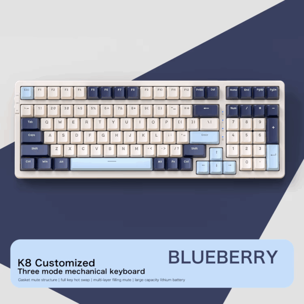 K8 100 Key Wireless Mechanical Keyboard Tri-Mode Connection,Full Key Hot Swap,Lighting Effects,Gasket Muffler Structure, Laptops