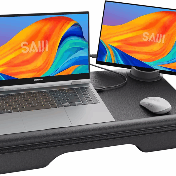 Lightweight Lap Desk for 17" Laptops with Cushion, Wrist Pad & Monitor Holder - Home Office Gaming