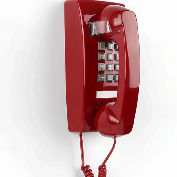 Retro Wall Mount Phone with Loud Mechanical Ringer Vintage Phones Red