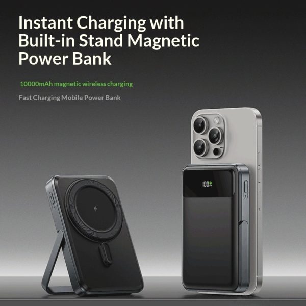 Wireless-charging Power Bank With Built-in Cable And Magnetic Attachment For Phones
