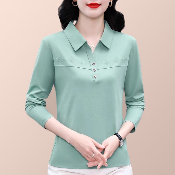 Long-sleeve Fashionable Versatile And Comfortable Lapel Top