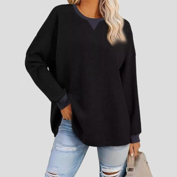 Women's Fashion Round-Neck Color-Block Long-Sleeve Sweatshirt