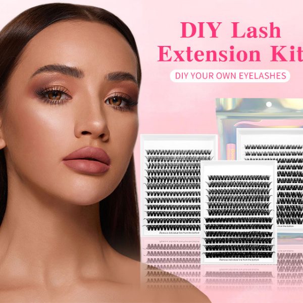 DIY Lash Extension Kit 280pcs Individual Lash Clusters D Curl 30D 40D Thick Volume Eyelash Clusters 0.07D 9-16MM Mixed Length Reusable Soft Natural Look DIY At Home Lash Extensions Makeup Tool Kit