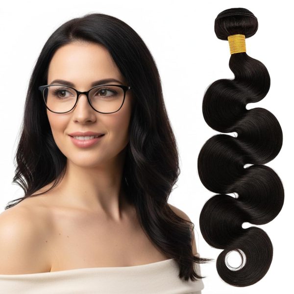Glueless Body Wave Human Hair Bundles For Daily Wear10A Virgin Remy Hair Weave Soft & Thick Natural BlackHuman Hair Extensions 24 Inches