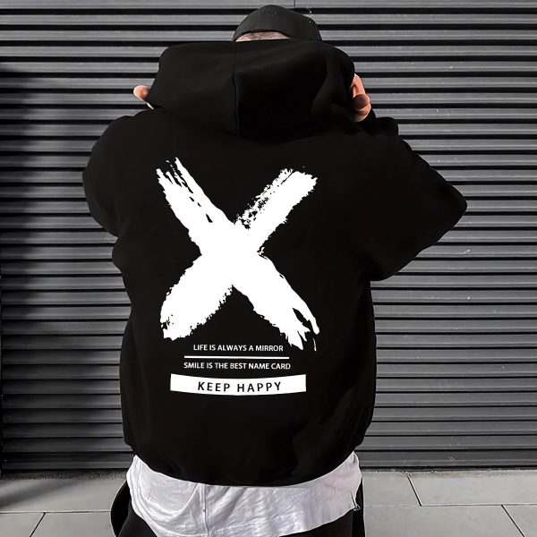 Men's Fashionable Letter-Print Drawstring Hoodie