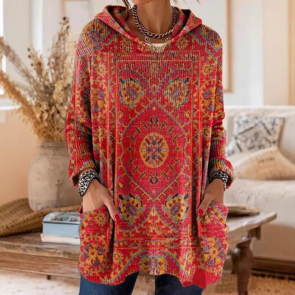 New Retro Christmas 3D Digital-print Hoodie With Pockets For Fall And Winter